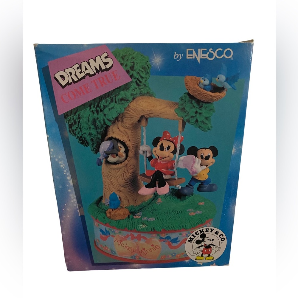 Enesco Disney Dreams Come Tree Music Box Mickey Mouse Minnie Owl Rare‎ WORKS